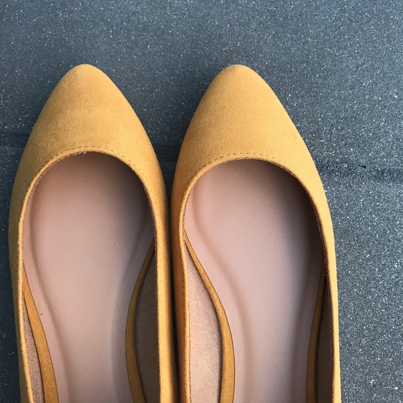 Old Navy Shoes - Mustard FLATS Pointed toe faux SUEDE 8.5 yellow
